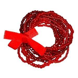 Beaded Cluster Elastic Bracelet-Red